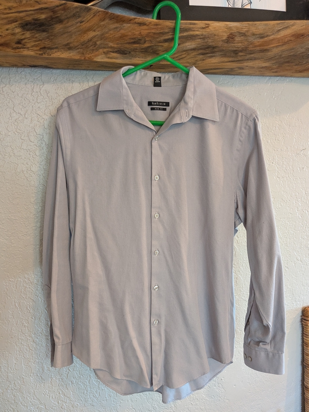 Van Heusen Men's Light Gray Long-Sleeve Dress Shirt